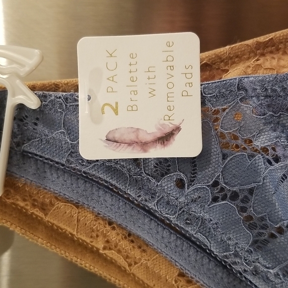 💕JESSICA SIMPSON💕 2 Pack Lace Bralettes ~ Blue & Nude/Tan Small S NWT - Picture 5 of 13